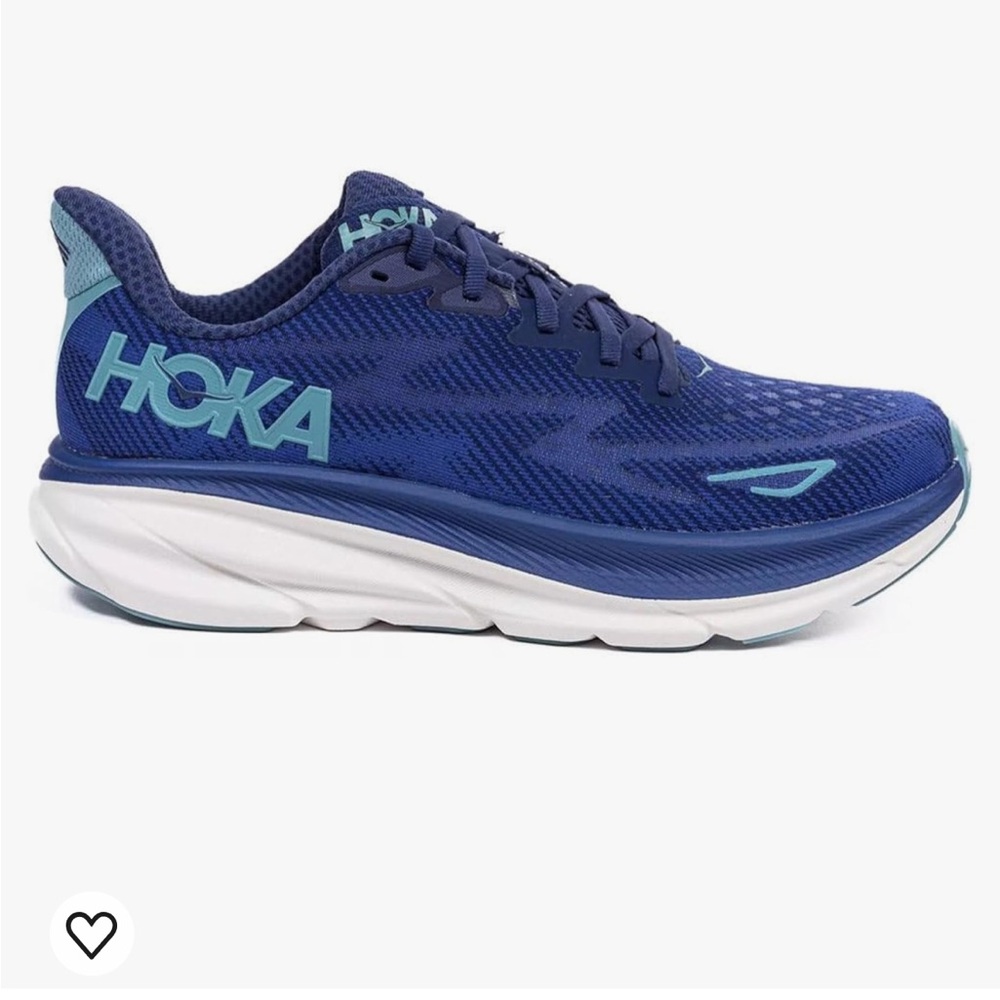 HOKA ONE ONE Womens Clifton 9 Sneakers Size 8.5 Wide Bellwether Blue Evening Sky